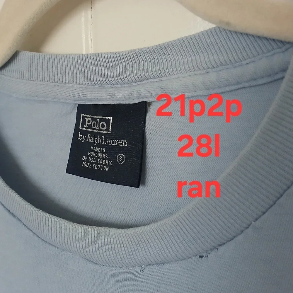 Vintage Polo Ralph‎ Lauren T-Shirt Long Sleeve Pocket Pony Logo Men's Small Blue